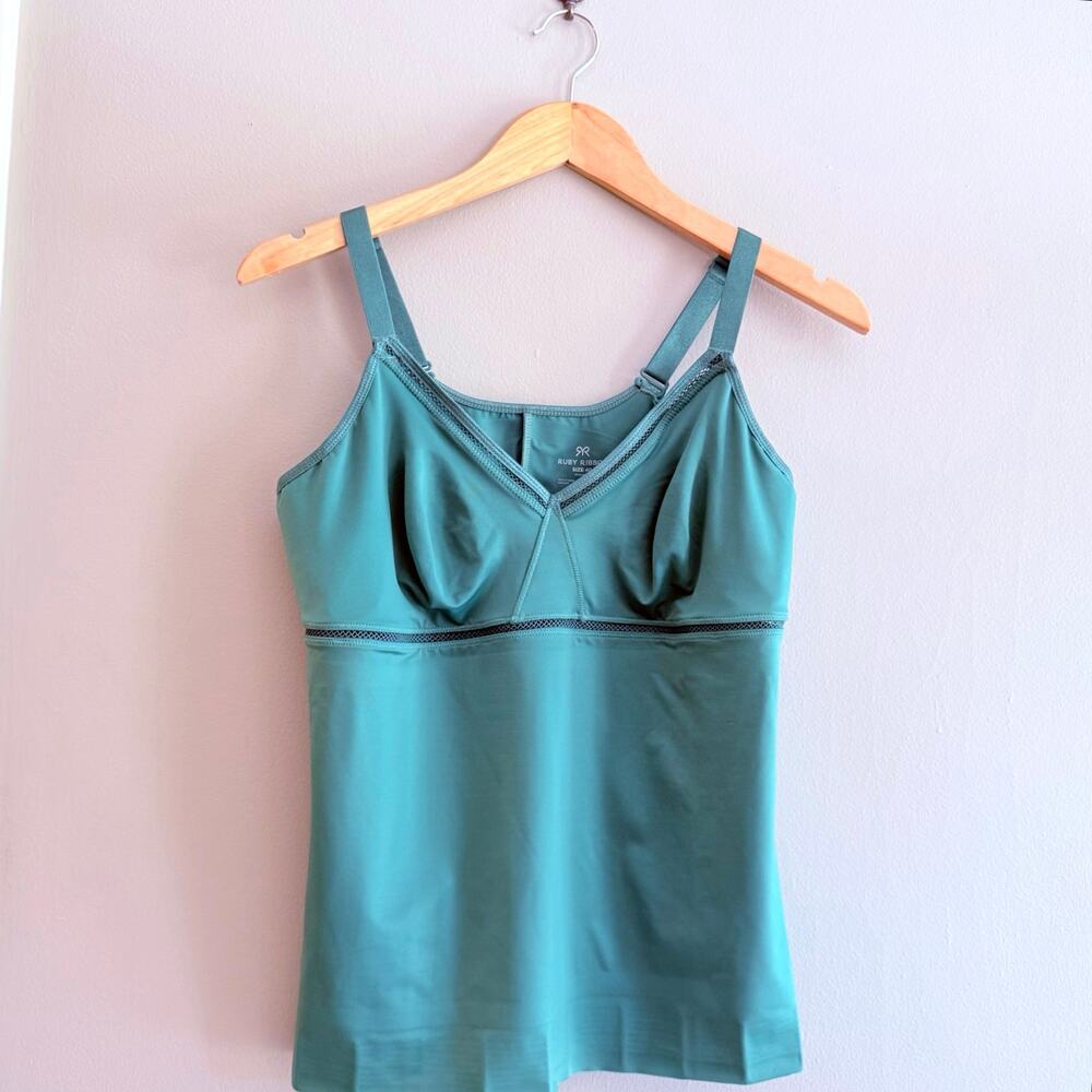 Ruby Ribbon Cami Size 40 Siren Green Palm Leaf Full Support V Neck Lace